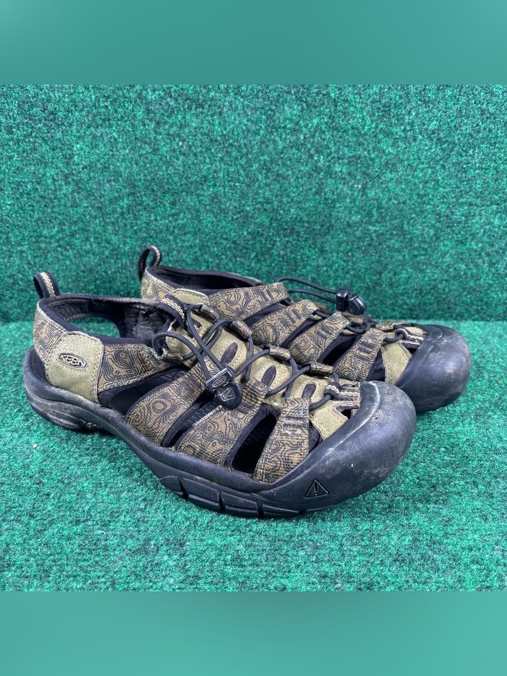 Men's KEEN Newport Waterproof Leather Hiking Sandals Forest Green Black  Size 10